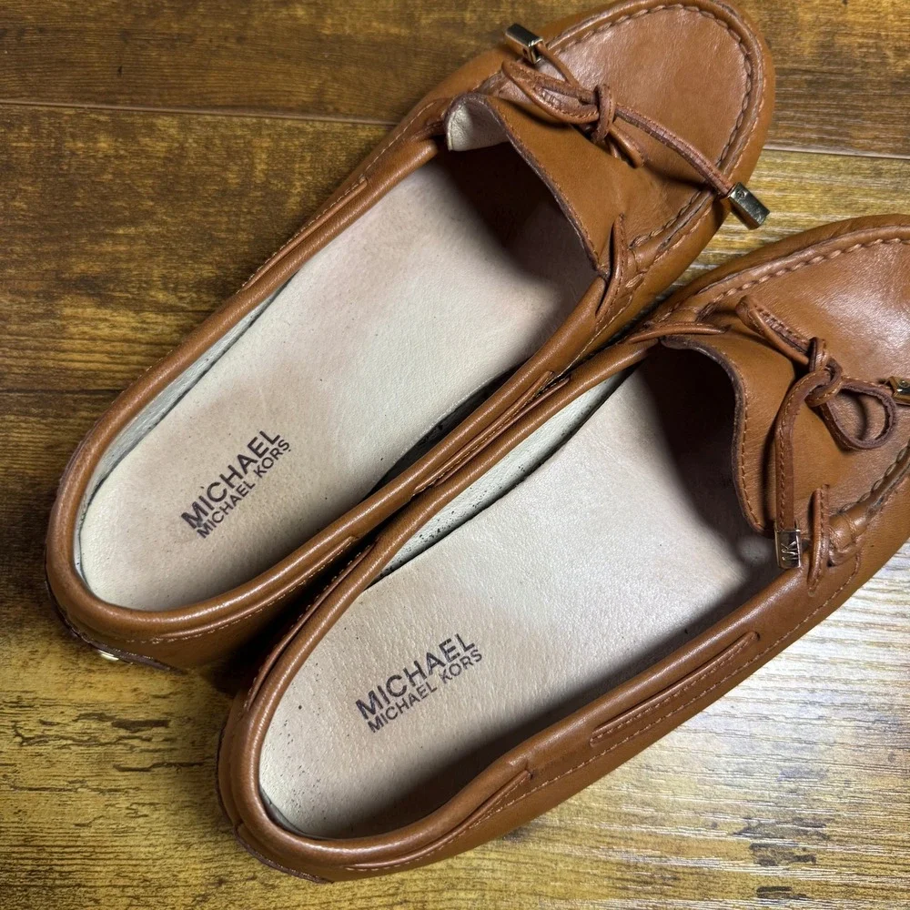 Michael‎ Kors Sutton ME15K Brown Leather Moccasin Driving Loafers Womens 6.5M